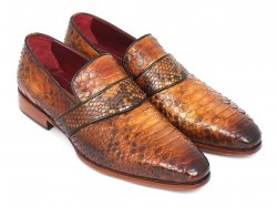 Paul Parkman ''11CML94'' Camel Genuine Genuine Python Leather Shoes.