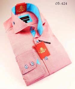 Axxess Pink / Blue Handpick Stitching 100% Cotton Dress Shirt 05-424
