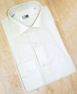 Steven Land Cream Woven Convertible Cuffs 100% Cotton Dress Shirt DS001