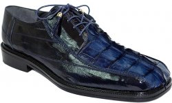Romano "Lucas" Navy Blue Genuine Crocodile Tail/Eel Shoes