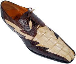 Romano "Paola" Beige / Brown All-Over Genuine Hornback Crocodile Tail Shoes