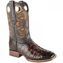 Wild West Black Brown Genuine Caiman Tail Cowboy Boots 28240116