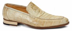 Mauri "Romeo" 4615 Bone Genuine Baby Crocodile / Hornback Loafer Shoes.