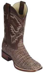 Los Altos Sahara Brown GenuineCaiman Belly Leather Wide Square Toe Cowboy Boots 8228234