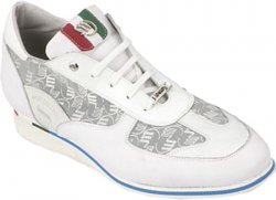 Mauri "Craftsmanship" 8672 White Genuine Baby Crocodile / Nappa Leather / Mauri Fabric Sneakers