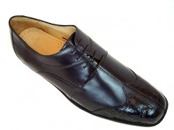 Belvedere "Guido" Black Genuine Crocodile Wing-Tip Shoes