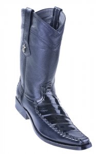 Los Altos Black Genuine Eel / Deer Skin Square Toe Cowboy Boots 770805