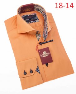 Axxess Rust 100% Cotton Modern Fit Dress Shirt 18-14.