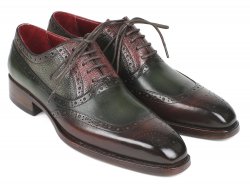 Paul Parkman "BW926GR" Brown / Green Goodyear Welted Oxfords Shoes.
