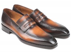 Paul Parkman "36LFBRW" Brown Burnished Goodyear Welted Loafers Shoes.