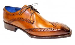 Emilio Franco "Carmine" Cognac Genuine Italian Calf Leather Lace-Up Dress Shoes.