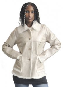 Winter Fur Ladies Beige Genuine Full Skin Rabbit Fur Jacket W05R05DF