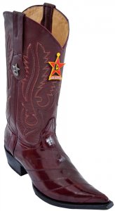 Los Altos Burgundy Eel 3X Toe W / Cowboy Heel Boots 95V0806