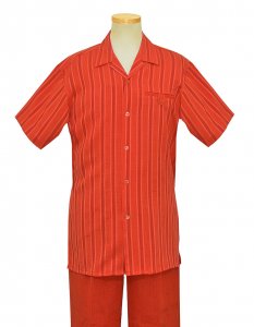 Tony Blake Red With Red Shadow Stripe Design 2 Piece Short Sleeve Outfit SS352