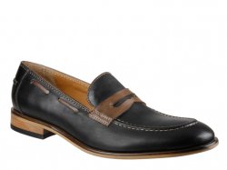 Giorgio Brutini "Orson" Black / Dark Gray Genuine Leather Loafer Shoes 24936