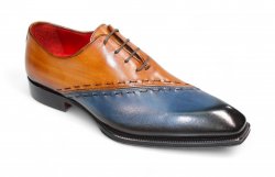 Emilio Franco "Arstide" Navy/Cognac Genuine Italian Leather Dress Shoes.