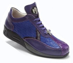 Mauri "Piazza" M704 Purple / Violet Genuine Crocodile Nappa Embossed Patent Leather Sneakers