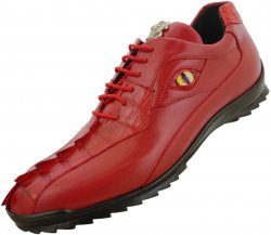 LA Exotics "Dino" Red Crocodile Tail / Lambskin Sneakers With Eyes ZC090112