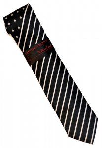 Hi-Density By Steven Land HD1 Black / White Polka Dot / Striped 100% Silk Necktie / Hanky Set