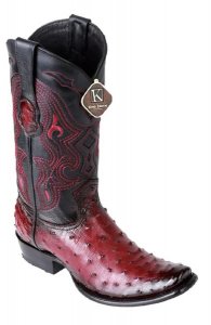 King Exotic Faded Burgundy Genuine Full Quill Ostrich Dubai Square Toe Cowboy Boots 4790343