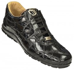 David Eden "Pirate" Black Genuine All-Over Alligator Casual Sneakers