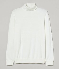Bagazio White Cotton Blend Modern Fit Turtleneck Sweater Shirt BM2102