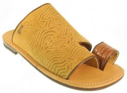 Mauri "1683" Mustard Yellow Self Design Genuine Lizard Sandals