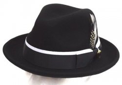 Bruno Capelo Black / White Australian Wool Fedora Dress Hat MI-201