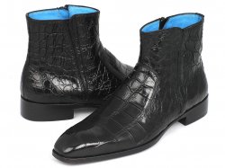 Paul Parkman ''BT87FH65'' Black Crocodile Side Zipper Boots .