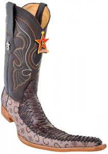Los Altos Rustic Brown Genuine Python W/Fashion Design 9X Pointed Toe Cowboy Boots 97T5785