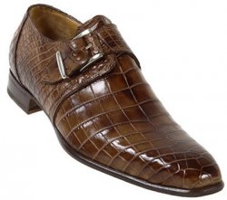 Mauri 1172 Tabac All-Over Genuine Baby Alligator Hand Painted Shoes With Monk Strap On Front