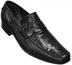 Los Altos Black Genuine Lizard / Crocodile Loafer Shoes ZV100705