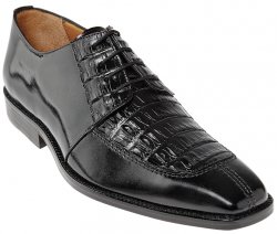 Belvedere "Como" Black Genuine Crocodile / Italian Calf Shoes