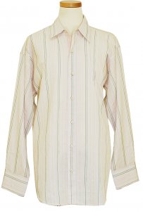 Koman White With Pink/Grey Stripes Dress Shirt 53615