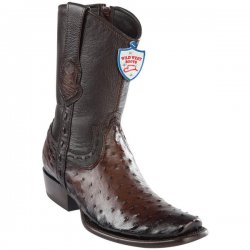 Wild West Faded Brown Genuine Ostrich Dubai Toe Cowboy Boots 279B0316