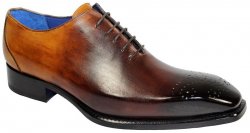 Emilio Franco "Valerio" Brown Combo Burnished / Faded Calfskin Oxford Shoes.