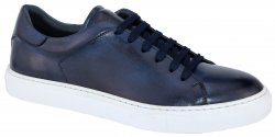 Duca Di Matiste "Monza" Navy Blue Genuine Italian Calfskin Leather Sneakers.
