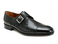 Mezlan "Mercker II" Black Genuine Italian Calfskin Loafer Shoes with Buckle