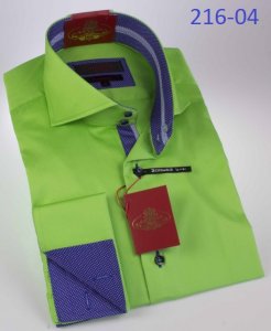 Axxess Green / Blue Modern Fit Cotton Dress Shirt 216-04