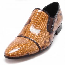 Encore By Fiesso Yellow Python Print Patent Leather Loafer Shoes FI3122