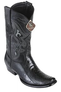 King Exotic Black Genuine Ostrich Leg Skin Dubai Square Toe Cowboy Boots 4790505