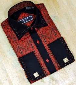 Biani Italy Red Paisley With Red / Gold Double Hand-Pick Stitching MS-95