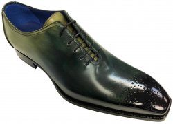 Emilio Franco "Valerio" Green Combo Burnished / Faded Calfskin Oxford Shoes.