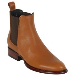 Los Altos Honey Genuine Belmont Finish Round Toe Ankle Boots 69B2151