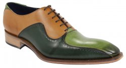 Duca Di Matiste "Arezzo" Green Combination Genuine Calfskin Lace-up Shoes.