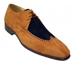 Emilio Franco "Fran-4" Tan / Navy Genuine Suede Italian Shoes