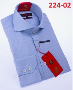 Axxess Blue Cotton Modern Fit Dress Shirt With Button Cuff 224-02.