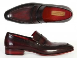 Paul Parkman 093 Purple & Black Genuine Leather Loafer Shoes