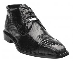 Belvedere "Napoli" Black Genuine Crocodile & Lizard Leather Ankle Boots 1479.