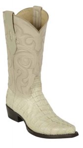 Los Altos Winter White Genuine Caiman Tail Snip Toe Cowboy Boots 940104